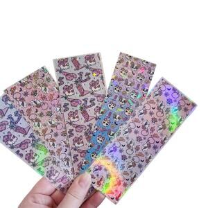 Holographic Spooky Rodeo Ghost Bookmark Pink Purple Cowboy Boots Hats Sparkles